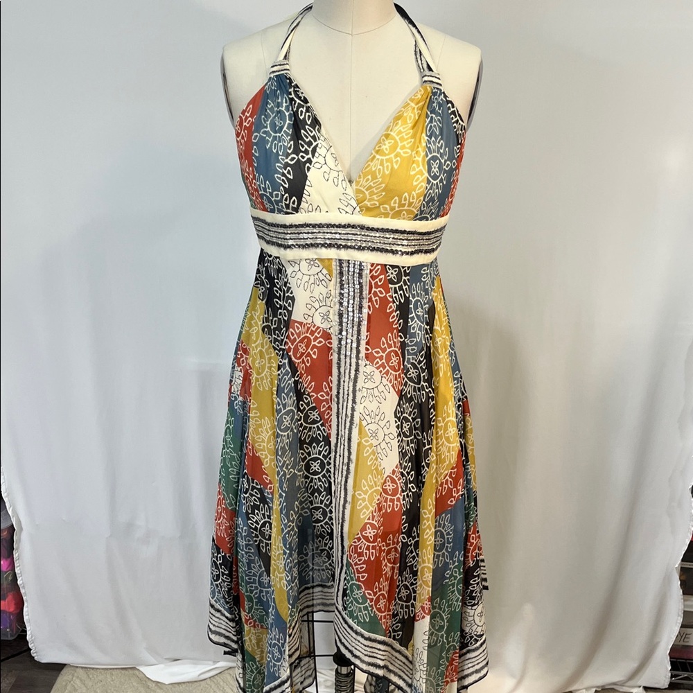 BCBGMaxAzria silk handkerchief hem dress